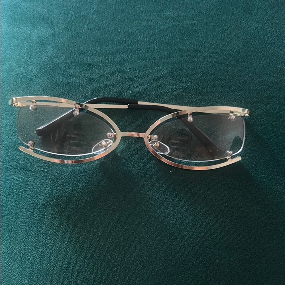 Stylish Gold OPTICALS Semi-open Frame Sunglasses